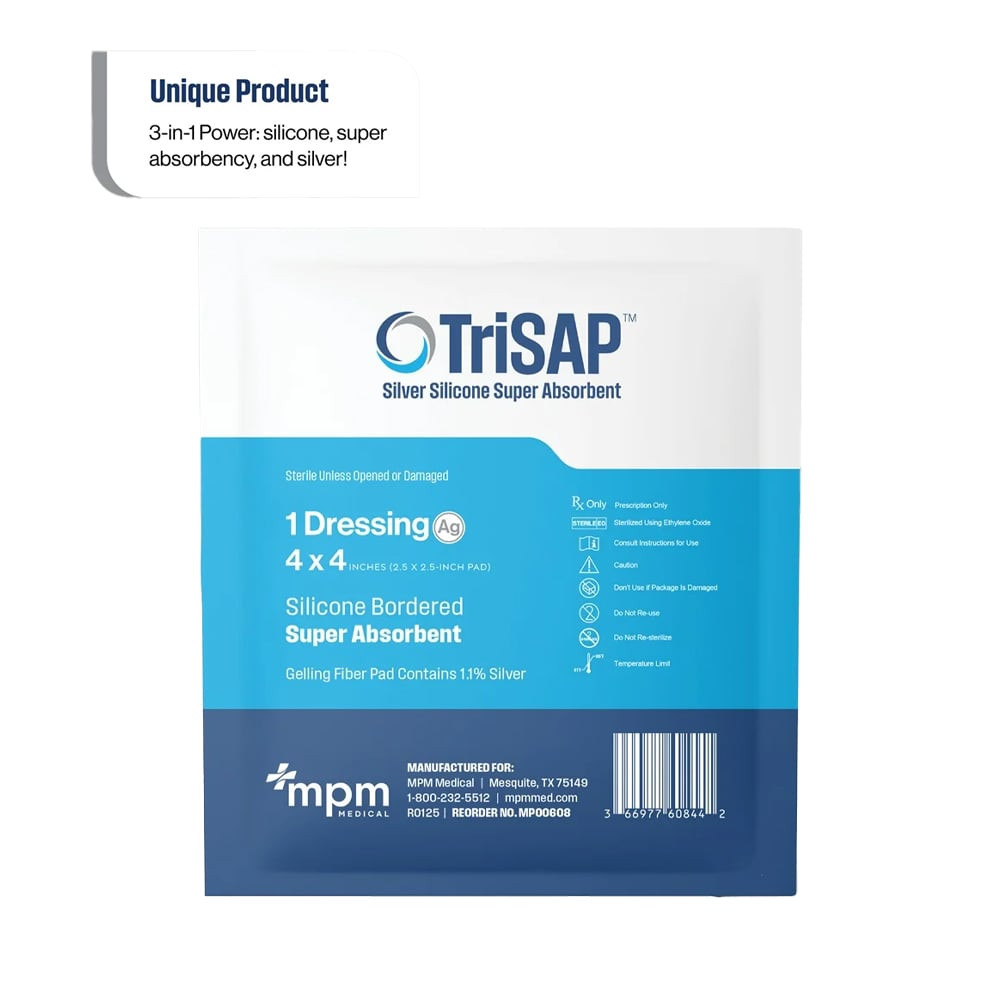 Mpm Medical Trisap Silicone Bordered Super Absorbent Dressing