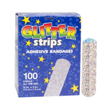 Dukal Nutramax Childrens' Character Adhesive Bandages, Glitter Strip Stat Strip