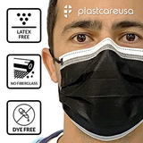 PlastCare Disposable Black Face Masks, ASTM Level 3