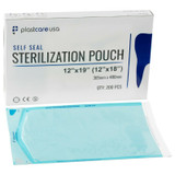 Self-Sealing Sterilization Pouches, 12" x 19", Paper/Blue Film
