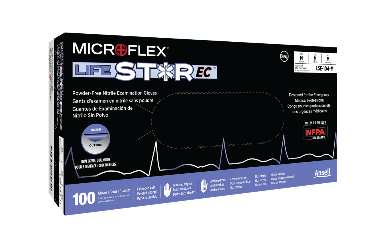 Microflex Lifestar Ec Powder-Free Nitrile Exam Gloves