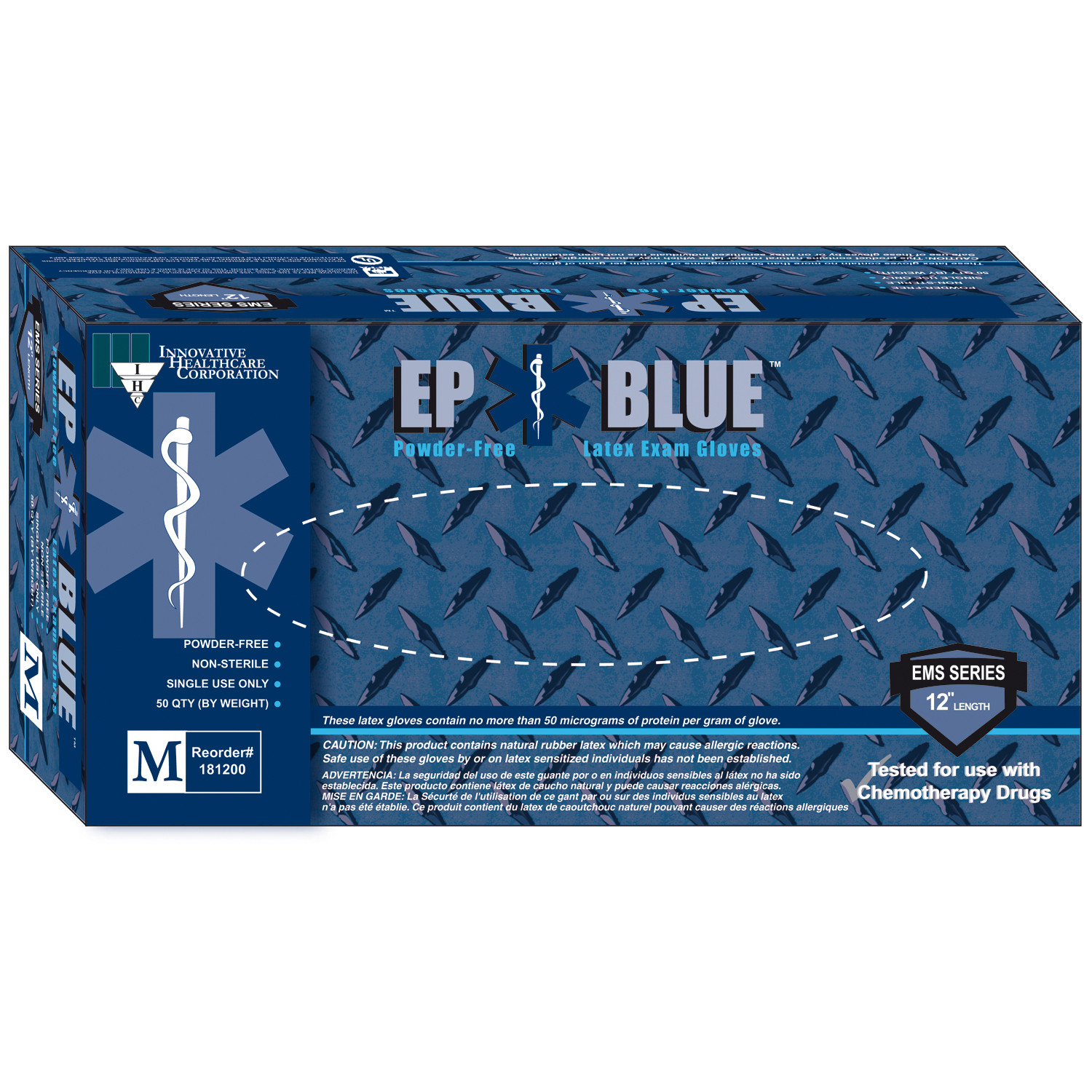 Innovative Dermassist Ep Blue Powder-Free Latex Medical Gloves