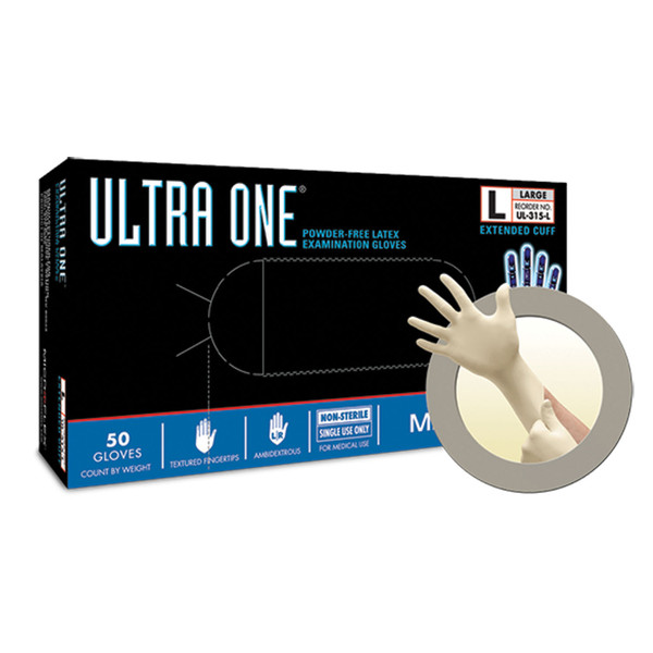 Ansell Microflex Ultra One Powder-Free Extended Cuff Latex Exam Gloves (10137_UL-315-S)
