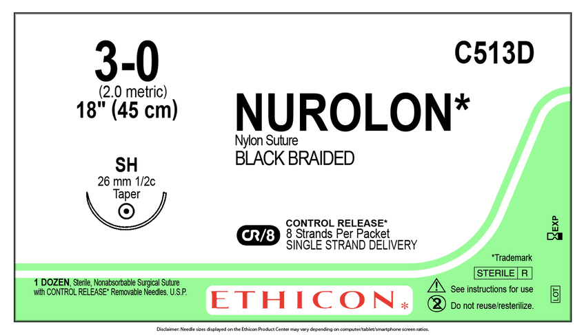 Ethicon Nurolon Braided Nylon Sutures (10137_C584D)