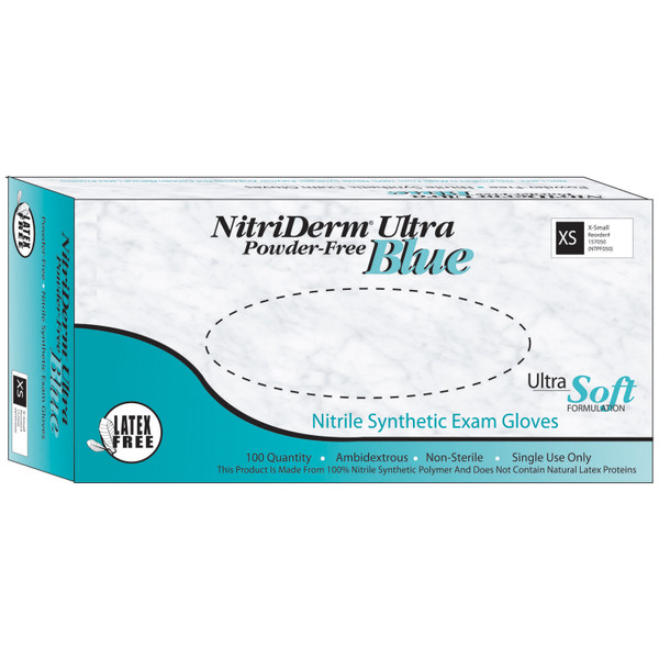 Innovative Nitriderm Ultra Blue Nitrile Synthetic Powder-Free Non-Sterile Exam Gloves (10137_157100)