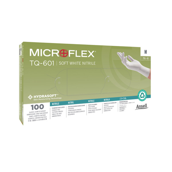 Ansell Microflex Soft White Powder-Free  Nitrile Exam Gloves (10137_TQ-601-XS)