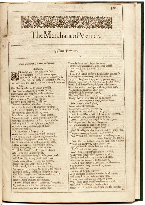 SHAKESPEARE, William. The Works of William Shakespeare. (The Merchant of Venice) - pages 163-184. (1632 - THE SECOND FOLIO) SHAKESPEARE, William. The Works of William Shakespeare. (The Merchant of Venice) - pages 163-184. (1632 - THE SECOND FOLIO)