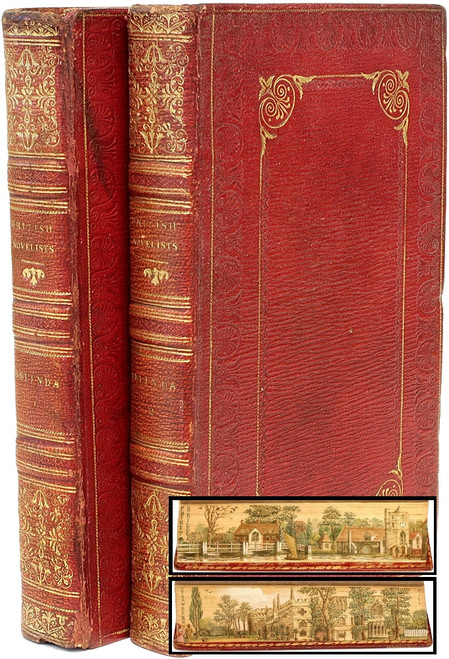 EDGEWORTH, Maria (Mrs. Barbauld). Belinda. (The British Novelists; with an Essay, and Prefaces Biographical and Critical.) (1820 - WITH TWO FOREDGE PAINTINGS)