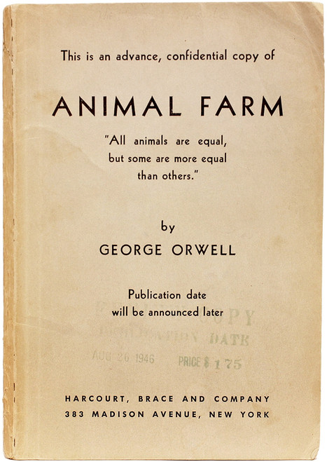 ORWELL, George - Animal Farm. (ADVANCE REVIEW COPY OF THE FIRST AMERICAN EDITION - 1946)