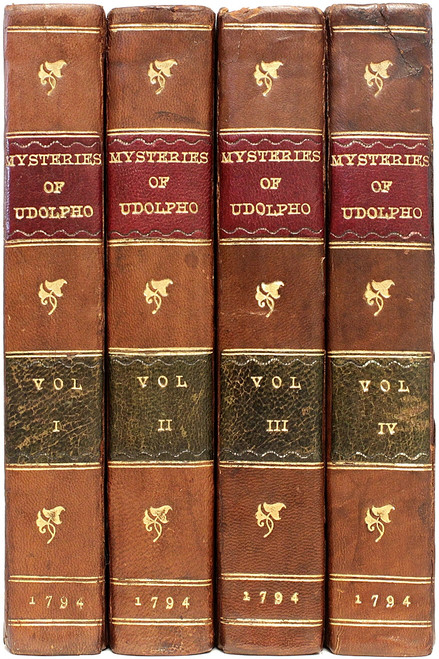 RADCLIFFE, Ann. The Mysteries of Udolpho, A Romance; Interspersed With Some Pieces Of Poetry. (4 VOLUMES - FIRST EDITION - 1794)