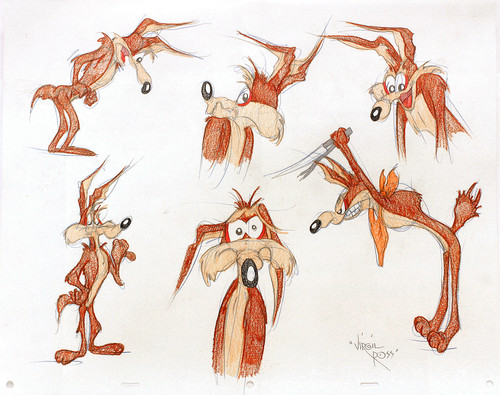 ROSS, Virgil. Wile E. Coyote. (SIX ORIGINAL DRAWINGS - c. 1990's)