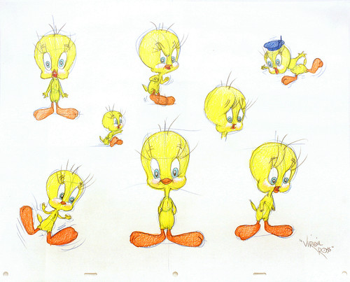 ROSS, Virgil. Tweety Bird. (EIGHT ORIGINAL DRAWINGS - c.1990's) ROSS, Virgil. Tweety Bird. (EIGHT ORIGINAL DRAWINGS - c.1990's)