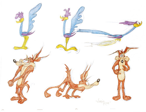 ROSS, Virgil. Wile E. Coyote & The Road Runner (Six Original drawings). (c.1990's) ROSS, Virgil. Wile E. Coyote & The Road Runner (Six Original drawings). (c.1990's)