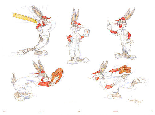 ROSS, Virgil. Baseball Bugs Bunny. (Five Original drawings). (c.1990's) ROSS, Virgil. Baseball Bugs Bunny. (Five Original drawings). (c.1990's)