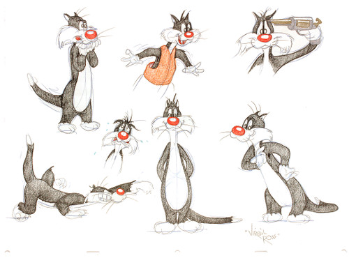 ROSS, Virgil. Sylvester The Cat. (Seven Original drawings). (c.1990's) ROSS, Virgil. Sylvester The Cat. (Seven Original drawings). (c.1990's)