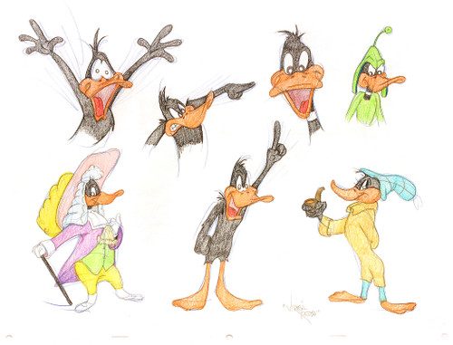 ROSS, Virgil. Daffy Duck. (Seven Original drawings) - (c.1990's) ROSS, Virgil. Daffy Duck. (Seven Original drawings) - (c.1990's)