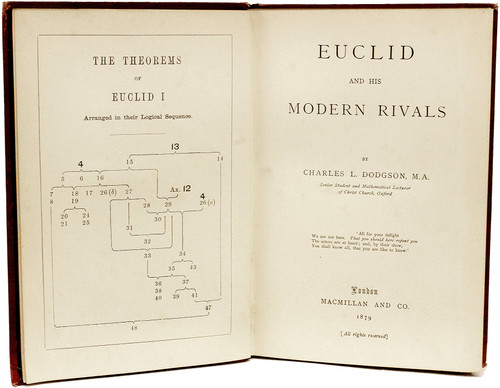 DODGSON, Charles Lutwidge (Lewis Carroll). Euclid And His Modern Rivals. (FIRST EDITION - 1879) DODGSON, Charles Lutwidge (Lewis Carroll). Euclid And His Modern Rivals. (FIRST EDITION - 1879)