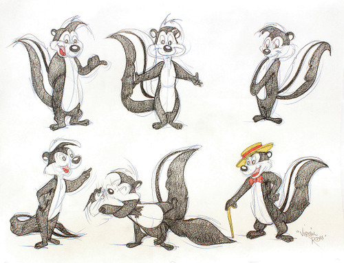 ROSS, Virgil. Pepe Le Pew (Six Original drawings) - (c.1990's) ROSS, Virgil. Pepe Le Pew (Six Original drawings) - (c.1990's)