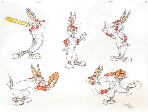 ROSS, Virgil. Baseball Bugs Bunny. (Five Original drawings) - (c.1990's) ROSS, Virgil. Baseball Bugs Bunny. (Five Original drawings) - (c.1990's)
