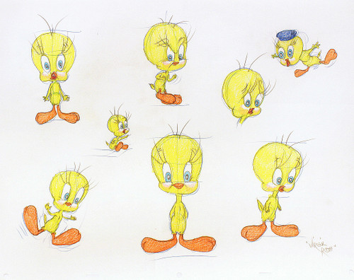 ROSS, Virgil. Tweety Bird. (EIGHT ORIGINAL DRAWINGS ) - c.1990's ROSS, Virgil. Tweety Bird. (EIGHT ORIGINAL DRAWINGS ) - c.1990's