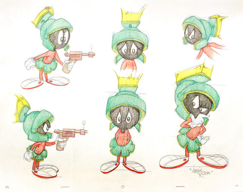 ROSS, Virgil. Marvin the Martian. (SIX ORIGINAL DRAWINGS - c.1990's) ROSS, Virgil. Marvin the Martian. (SIX ORIGINAL DRAWINGS - c.1990's)