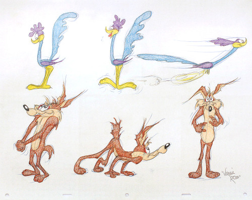 ROSS, Virgil. Wile E. Coyote & The Road Runner. (SIX ORIGINAL DRAWINGS - c.1990's) ROSS, Virgil. Wile E. Coyote & The Road Runner. (SIX ORIGINAL DRAWINGS - c.1990's)