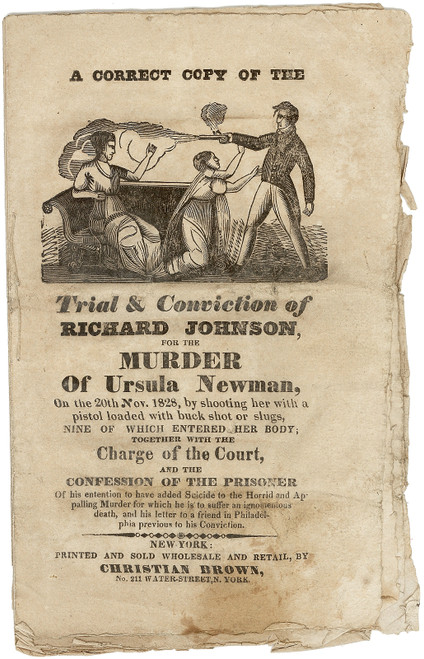 RICHARD, Johnson - defendant. A correct copy of the trial & conviction of Richard Johnson for the murder of Ursula Newman, on the 20th Nov. 1828. (FIRST EDITION - 1829) RICHARD, Johnson - defendant. A correct copy of the trial & conviction of Richard Johnson for the murder of Ursula Newman, on the 20th Nov. 1828. (FIRST EDITION - 1829)
