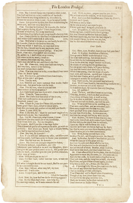 SHAKESPEARE, William. The Works of William Shakespeare. (The London Prodigal) - page 219-220. (THE FOURTH FOLIO - 1685) SHAKESPEARE, William. The Works of William Shakespeare. (The London Prodigal) - page 219-220. (THE FOURTH FOLIO - 1685)