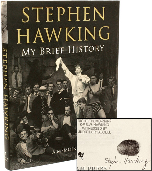 HAWKING, Stephen. My Brief History. A Memoir. (2013 - FIRST LONDON EDITION - FIRST PRINTING - BEARING THE BLACK INK THUMB PRINT OF HAWKING) HAWKING, Stephen. My Brief History. A Memoir. (2013 - FIRST LONDON EDITION - FIRST PRINTING - BEARING THE BLACK INK THUMB PRINT OF HAWKING)