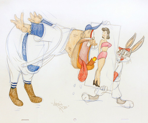 ROSS, Virgil. Baseball Bugs With A Baseball Player ( Bugs Bunny ). (Warner Brothers Studios - c.1990's) ROSS, Virgil. Baseball Bugs With A Baseball Player ( Bugs Bunny ). (Warner Brothers Studios - c.1990's)