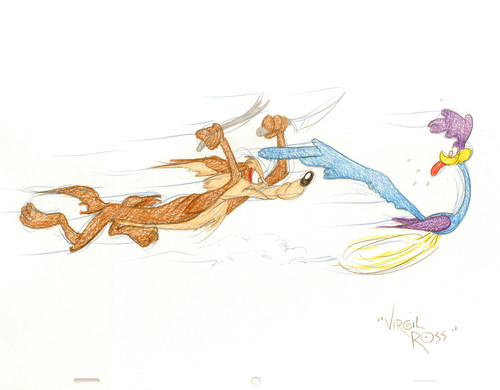 ROSS, Virgil. The Road Runner and Wile E Coyote. (Warner Brothers Studios - c.1990's) ROSS, Virgil. The Road Runner and Wile E Coyote. (Warner Brothers Studios - c.1990's)