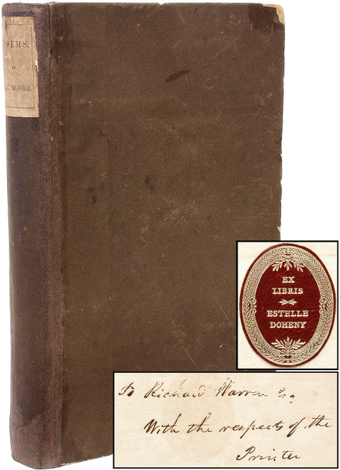 MOORE, Clement Clarke. Poems. (1844 - PRESENTATION COPY FROM THE PUBLISHER - FIRST EDITION - THE DOHENY COPY.)