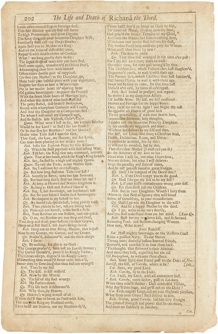 SHAKESPEARE, William. The Works of William Shakespeare. (The Life and Death of Richard the Third) - page 201-202. (THE FOURTH FOLIO - 1685)