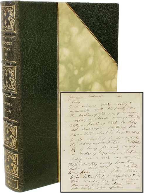 EMERSON, Ralph Waldo. The Complete Works Of Ralph Waldo Emerson. (12 VOLUMES - THE AUTOGRAPH CENTENARY EDITION)