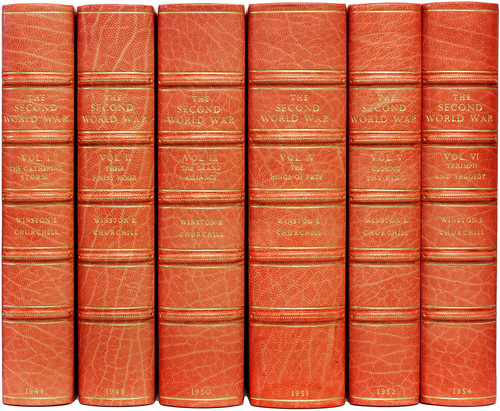 CHURCHILL, Winston. The Second World War. (The Gathering Storm - Their Finest Hour - The Grand Alliance - The Hinge Of Fate - Closing The Ring - Triumph and Tragedy) (6 VOLUMES - 1948 - 54 - ALL FIRST EDITIONS)