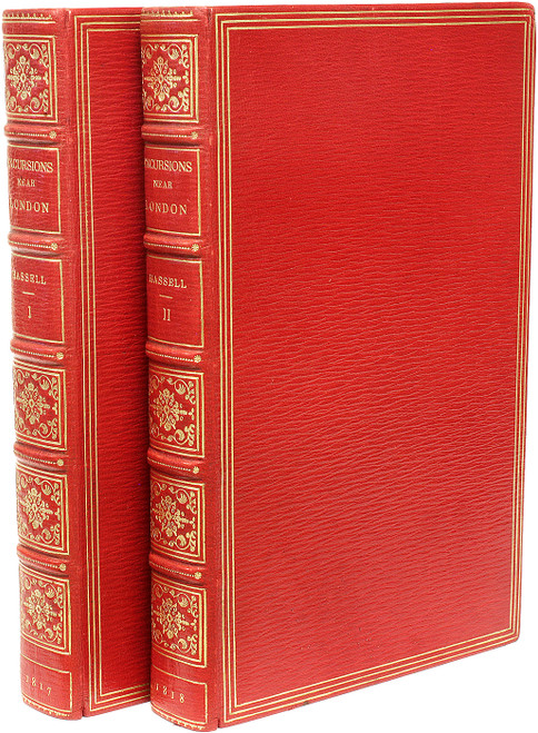 HASSELL, John. Picturesque Rides and Walks, with Excursions by Water, thirty miles round the British Metropolis. (1817 / 1818 - LARGE PAPER COPY - FIRST EDITION)