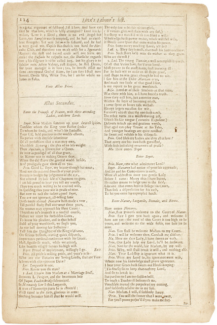 SHAKESPEARE, William. The Works of William Shakespeare. (Love's Labour's Lost) - page 113-114. (THE FOURTH FOLIO - 1685)