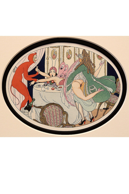 WEGENER, Gerda - illustrator - (PERCEAU, Louis). Douze sonnets lascifs : pour accompagner la suite d'aquarelles intitulee Les Delassements d'Eros. (PLATE 5). (1925) WEGENER, Gerda - illustrator - (PERCEAU, Louis). Douze sonnets lascifs : pour accompagner la suite d'aquarelles intitulee Les Delassements d'Eros. (PLATE 5). (1925)