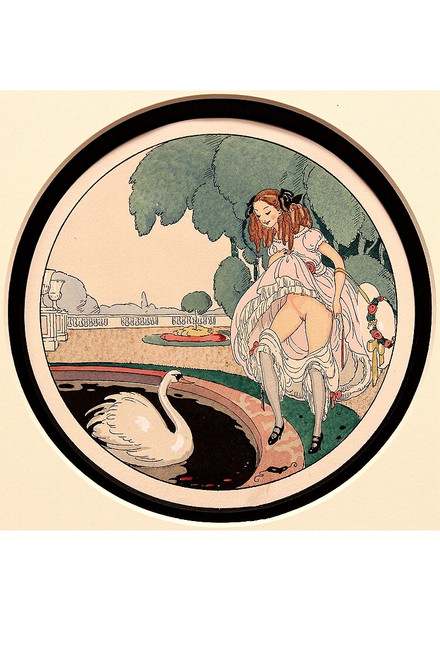 WEGENER, Gerda - illustrator - (PERCEAU, Louis). Douze sonnets lascifs : pour accompagner la suite d'aquarelles intitulee Les Delassements d'Eros. (PLATE 7) (1925) WEGENER, Gerda - illustrator - (PERCEAU, Louis). Douze sonnets lascifs : pour accompagner la suite d'aquarelles intitulee Les Delassements d'Eros. (PLATE 7) (1925)