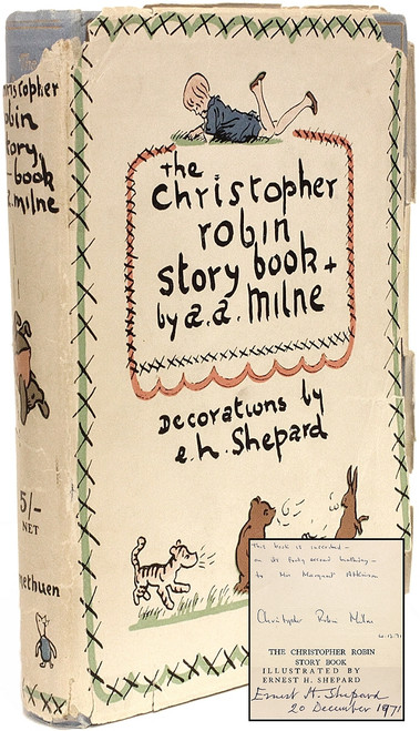 MILNE, A. A.. The Christopher Robin Story Book from When We Were Very Young, Now We Are Six, Winnie-The-Pooh, The House At Pooh Corner. (2nd ED INSCRIBED BY CHRISTOPHER ROBIN MILNE & SIGNED BY ERNEST SHEPARD WITH CORRESPONDENCE REGARDING THE SIGNING) MILNE, A. A.. The Christopher Robin Story Book from When We Were Very Young, Now We Are Six, Winnie-The-Pooh, The House At Pooh Corner. (2nd ED INSCRIBED BY CHRISTOPHER ROBIN MILNE & SIGNED BY ERNEST SHEPARD WITH CORRESPONDENCE REGARDING THE SIGNING)