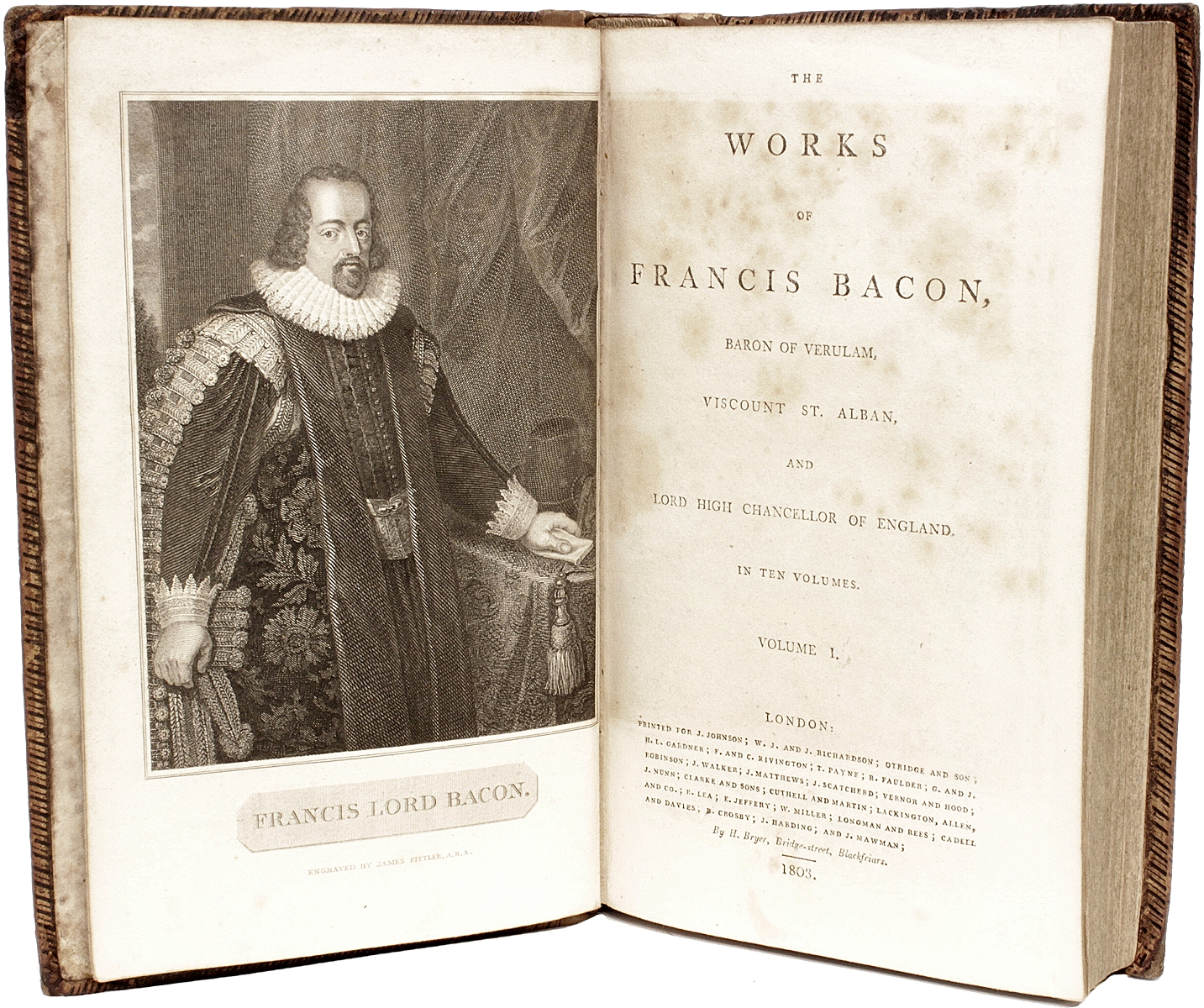 BACON, Francis. The Works of Francis Bacon. (10 VOLUMES