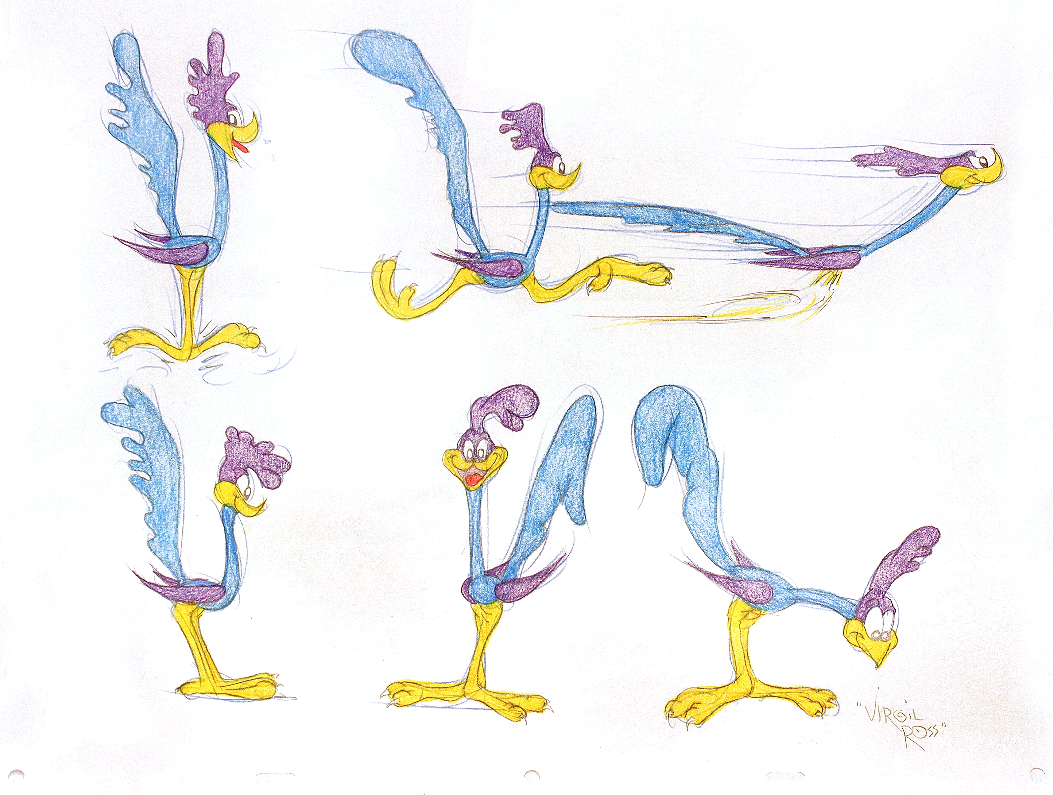 Original Warner Brothers Virgil Ross Model Sheet Animation Drawing