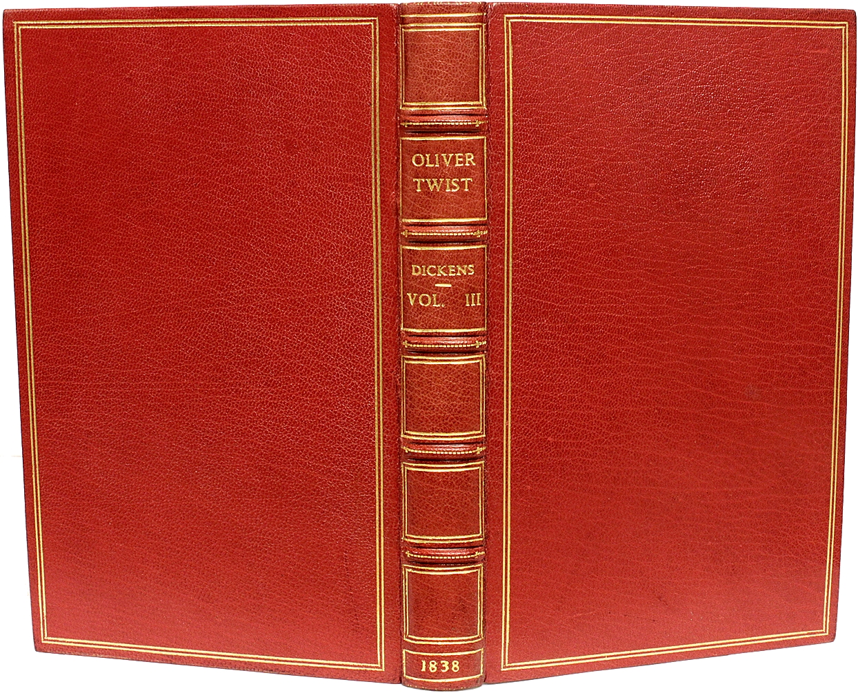 Oliver Twist and Great Expectations by Charles Dickens / 1930s Illustrated  Edition / Red Faux Leather, Gilt Decoration/ In Good Condition