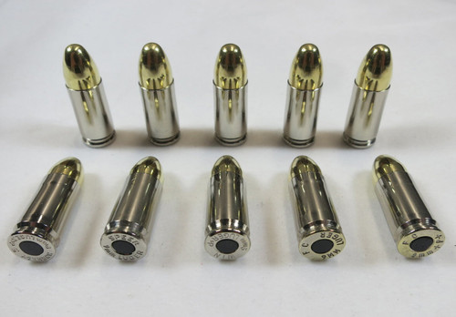 9mm Luger Nickel Real Weight Snap caps / Dummy Training Rounds (10 pack)