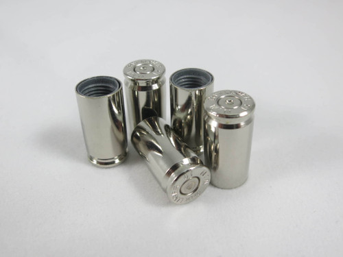 9mm Luger Nickel Bullet Shell Casing Universal Tire Valve Stem Caps 9mm Luger Nickel Bullet Shell Casing Universal Tire Valve Stem Caps