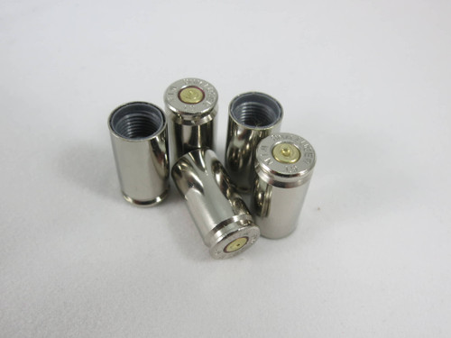 9mm Luger Nickel Bullet Shell Casing Universal Tire Valve Stem Caps with Brass Primer 9mm Luger Nickel Bullet Shell Casing Universal Tire Valve Stem Caps with Brass Primer