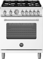 Bertazzoni - 30" Master Series range - Gas oven - 5 aluminum burners - White