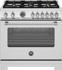 Bertazzoni - 36" Master Series range - Gas oven - 6 brass burners - Stainless Steel