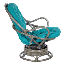 OSP Home Furnishings - Tahiti Rattan Swivel Rocker - Blue