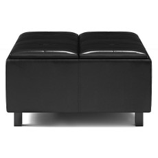 Simpli Home - Alcott Square Coffee Table Storage Ottoman - Midnight Black